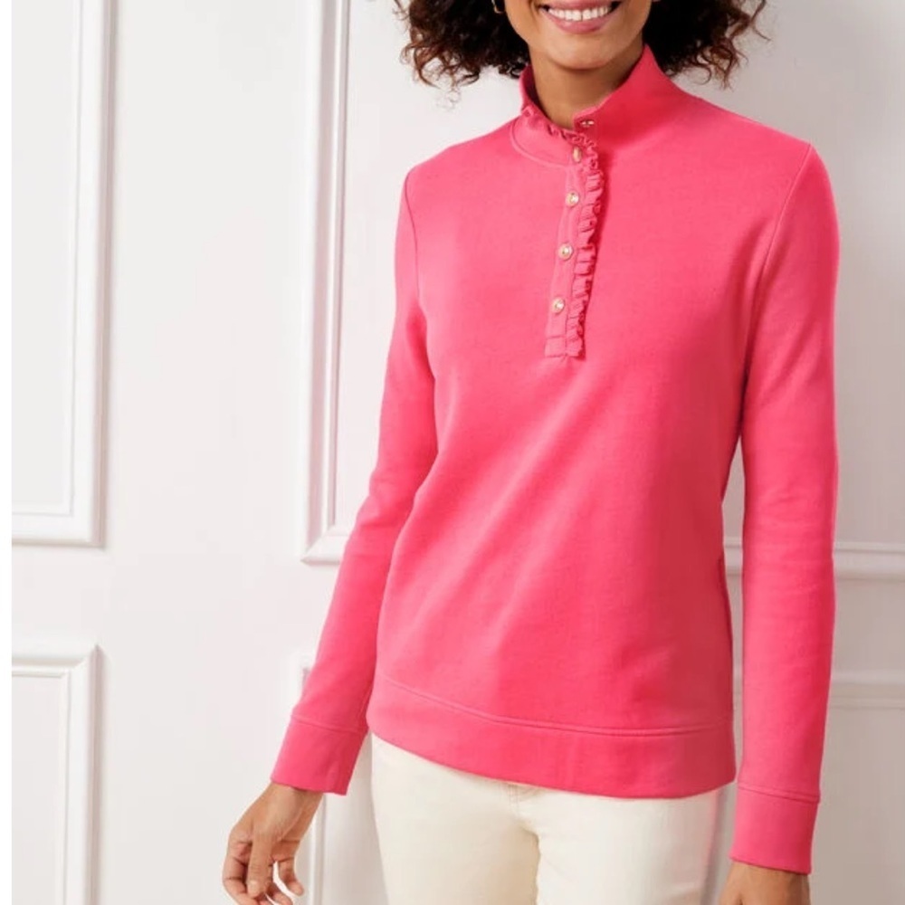 Talbots Ruffle Placket Mockneck Pullover Sweater … - image 1